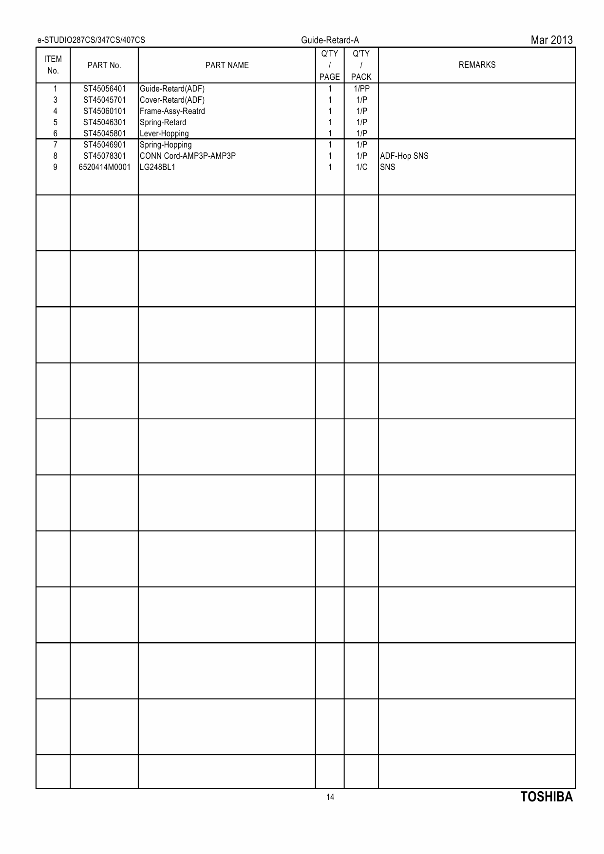 TOSHIBA e-STUDIO 287CS 347CS 407CS Parts List Manual-6